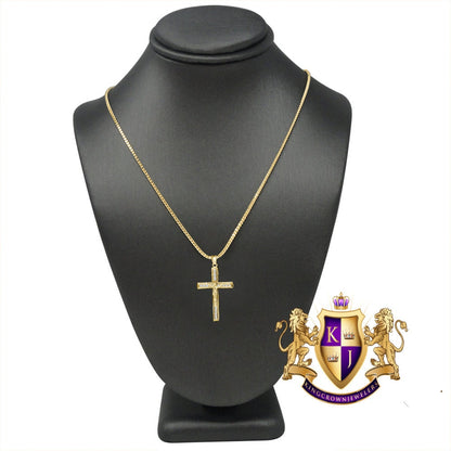10K Real Solid Yellow Gold Jesus Crucifix Cross Religious Pendent Charm 1.60'' + Free Chain