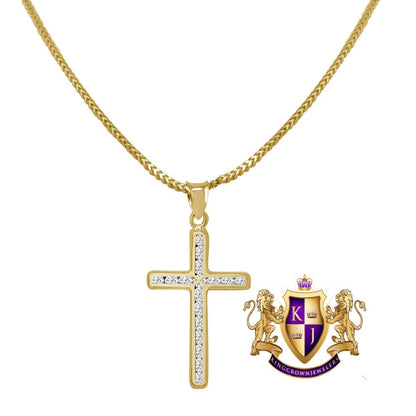 10K Real Solid Yellow Gold Holy Jesus Cross Mini Pendent Charm 1.30'' Unisex + Free Chain