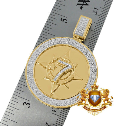 Men's Real Genuine Authentic Diamond 0.40 Cwt.  20+ Grams Five-Percent Nation Five Percenter Allah Muslim Pendent 10K Gold Finish Charm 2''