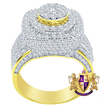 Men's Big Bold Real Genuine Sterling Silver Simulated Diamond 14K Gold Finish Wedding Engagement Ring Band