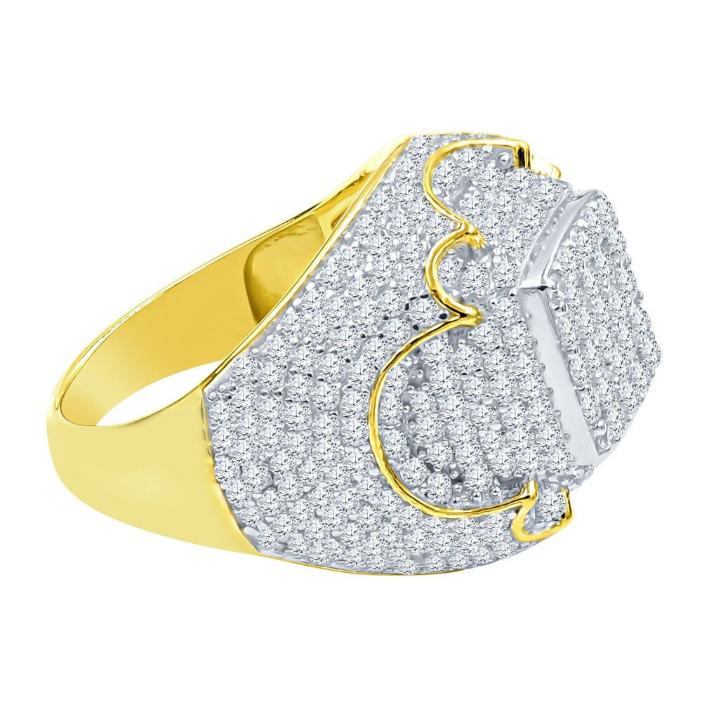 Genuine Sterling Silver Simulated Diamond 14K Gold Finish Men's Wedding Engagement Ring Big Bold Pinky Band