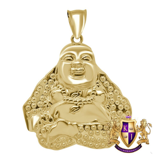 10K Solid Authentic Yellow Gold Gautama Buddha Religious Pendent Charm 1.50''