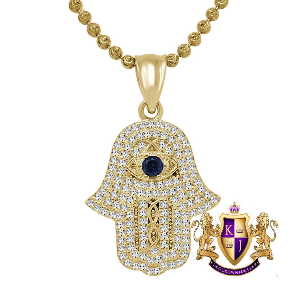 Men's 100% Authentic 10K Real Yellow Gold Hamsa Hand Mini Religious Pendent Charm