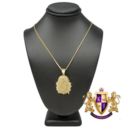 10K Real Solid Yellow Gold Holy Jesus Christ Face Piece Religious Pendent Charm 1.35''