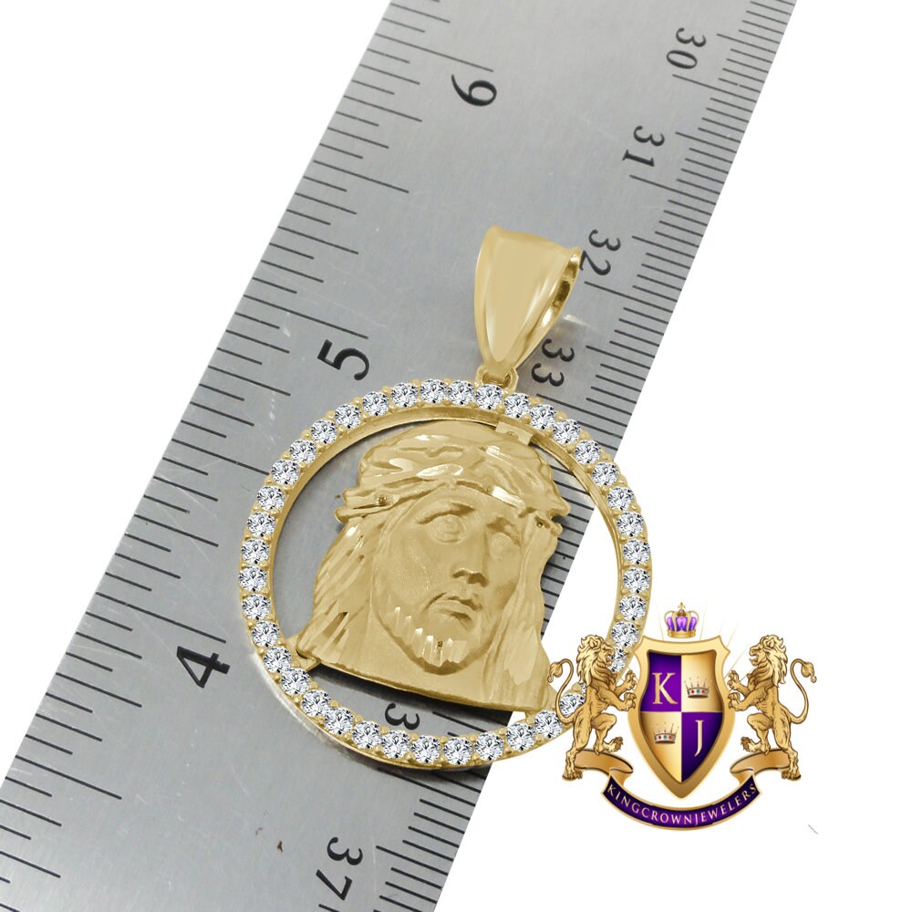 10K Real Authentic Yellow Gold Holy Jesus Face Piece Religious Pendent Charm 1.50''