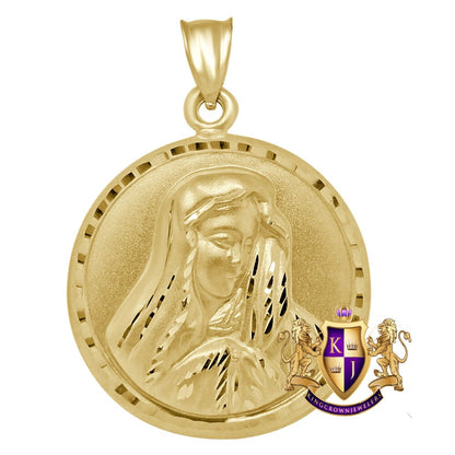 100% Real 10K Authentic Yellow Gold Lady Guadalupe Virgin Mary Pendant Charm 2"