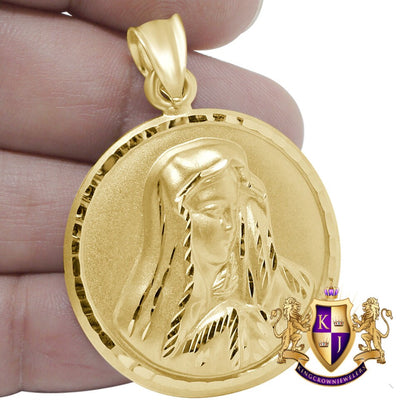 100% Real 10K Authentic Yellow Gold Lady Guadalupe Virgin Mary Pendant Charm 2"