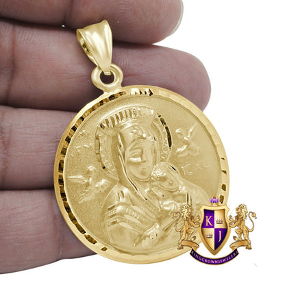 Unisex 100% Real 10K Authentic Yellow Gold Lady Guadalupe Virgin Mary Pendant Charm 2"