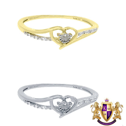 Ladies genuine diamond yellow and white choose your own sterling silver Heart ring valentines Special