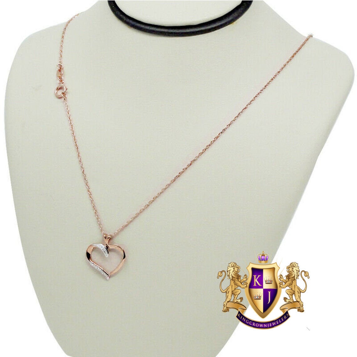 ladies valentines special rose gold tone sterling silver genuine diamond heart necklace chain