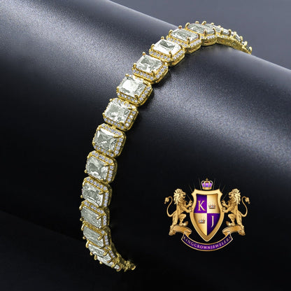25+ Grams 14k Yellow Gold Finish Crystal Clear Zirconia 6.00 Cwt. Simulated Diamond Solitaire Tennis Link Bracelet Unisex 10mm /8.5''