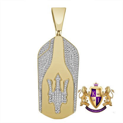 Men Real Genuine Diamond Maserati Car Key Custom Designer Pendant Charm 10K Gold Finish 2.65''
