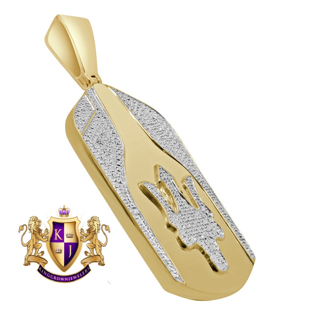 Men Real Genuine Diamond Maserati Car Key Custom Designer Pendant Charm 10K Gold Finish 2.65''