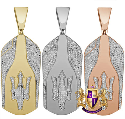 Men Real Genuine Diamond Maserati Car Key Custom Designer Pendant Charm 10K Gold Finish 2.65''