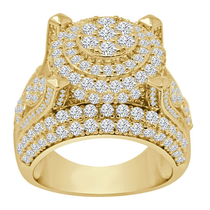 Big Bold 15mm Men's 14K Gold Over Real Genuine Sterling Silver Simulated Diamond Ring Band 16+ Grams