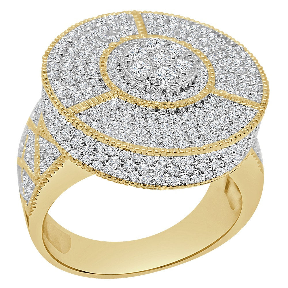 Big Bold 22 mm Solitaire 14K Gold Over Round Cut Simulated Diamond Custom Men's Pinky Ring Band