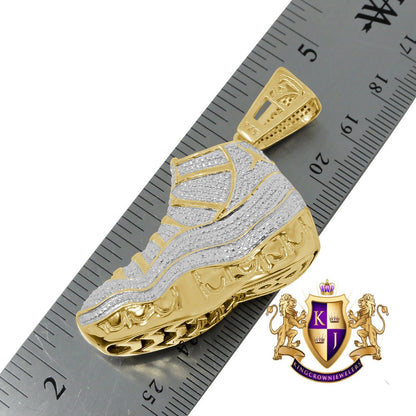 Men's Real Genuine Authentic Diamond 0.40 Cwt. 26+ Grams Designer Shoe Pendant Sneaker Custom Charm 10K Solid Gold Finish 2.25''