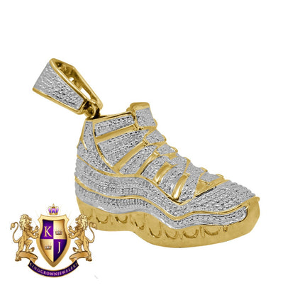 Men's Real Genuine Authentic Diamond 0.40 Cwt. 26+ Grams Designer Shoe Pendant Sneaker Custom Charm 10K Solid Gold Finish 2.25''