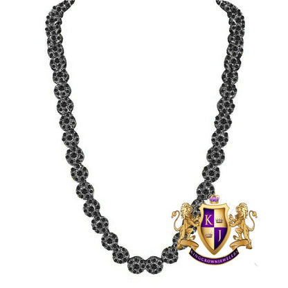 High Quality AAA+ Grade Cubic Zirconia 14K Black Gold Finish 7 mm 16.75 Cwt. Simulated Diamond Unisex Flower Cluster Link Chain Neckless