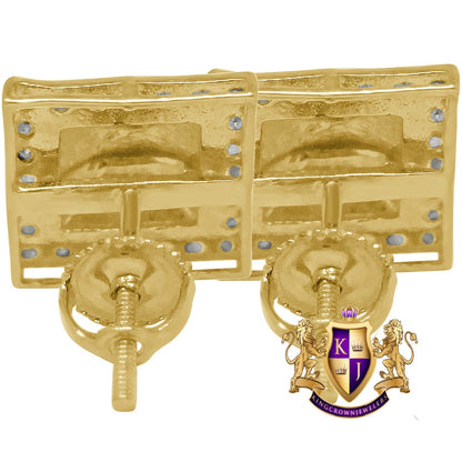Real Genuine Diamond 0.44 Cwt. Nugget Style Small Square 9mm Earrings Stud 10K Gold Finish Unisex