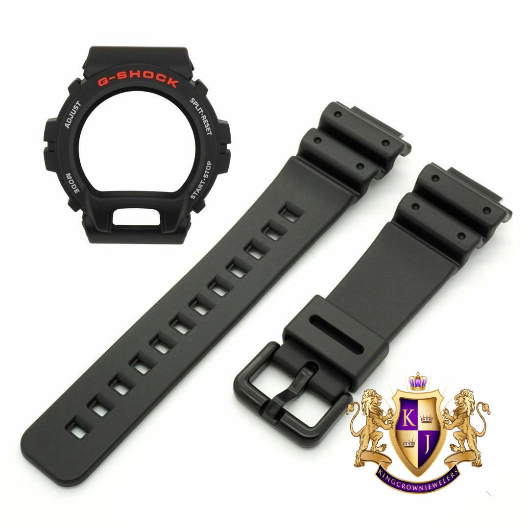 Genuine Casio Watch Band+ Bezel + Face Plate Set G-Shock DW-6900 DW-6600 Black Strap & Shell