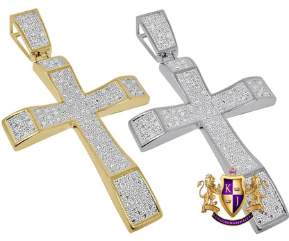 Men's Real Genuine Diamond 0.50 Cwt.  10K Gold Finish Jesus Cross Pendent Charm Big 3''