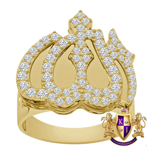 100% 10k Real Yellow Gold Allah God Muslim Arabic Islamic Crescent Moon and Star Men's Ring Band 10+ Grams