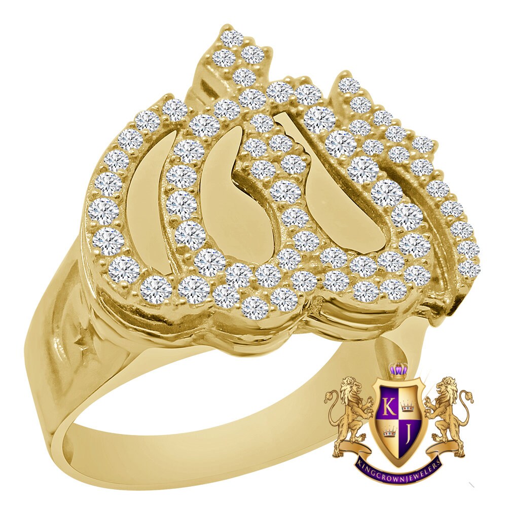 100% 10k Real Yellow Gold Allah God Muslim Arabic Islamic Crescent Moon and Star Men's Ring Band 10+ Grams