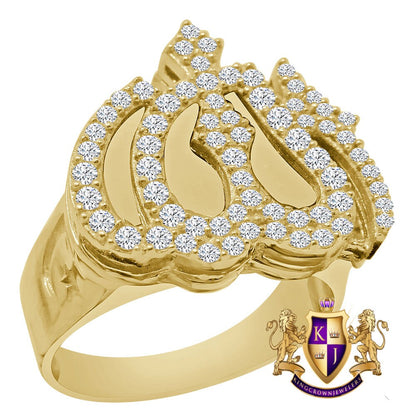 100% 10k Real Yellow Gold Allah God Muslim Arabic Islamic Crescent Moon and Star Men's Ring Band 10+ Grams
