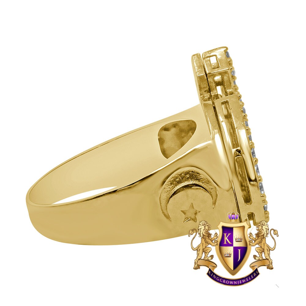 100% 10k Real Yellow Gold Allah God Muslim Arabic Islamic Crescent Moon and Star Men's Ring Band 10+ Grams
