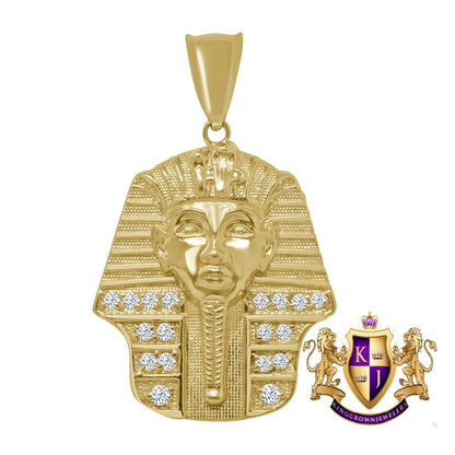 Men's 100% 10K Real Yellow Gold Egyptian King Tut Pharaoh Pendent Charm 1.75'' 6 + Grams
