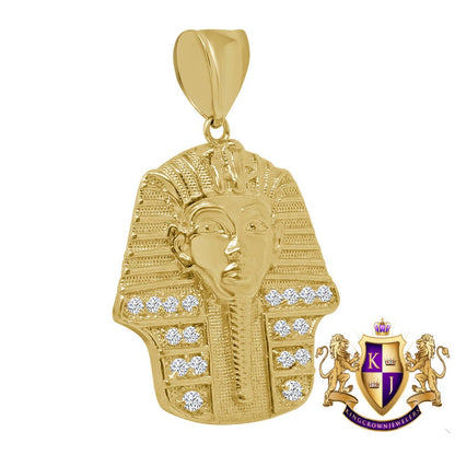Men's 100% 10K Real Yellow Gold Egyptian King Tut Pharaoh Pendent Charm 1.75'' 6 + Grams
