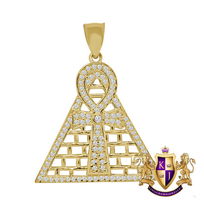 Men's 10K Real Yellow Gold Egyptian Ankh Cross Pyramid Pendent Charm 4 + Grams
