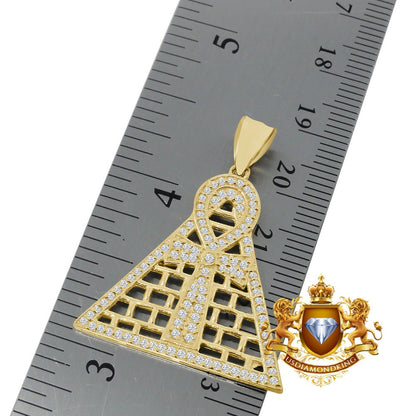 Men's 10K Real Yellow Gold Egyptian Ankh Cross Pyramid Pendent Charm 4 + Grams
