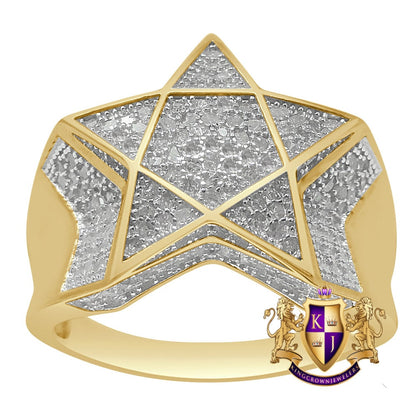 Men's Real Genuine Diamond 0.67 Cwt.10K Yellow Gold Finish Star Shape Ring Band