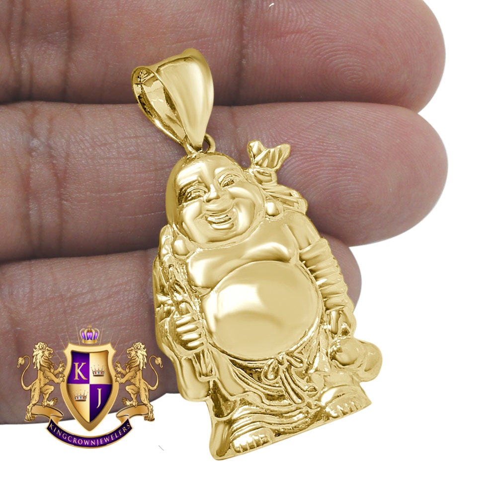 Men's Real 10K Solid Yellow Gold Gautama Buddha Religious Pendent Charm 1.75''