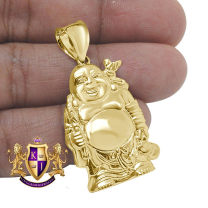 Men's Real 10K Solid Yellow Gold Gautama Buddha Religious Pendent Charm 1.75''
