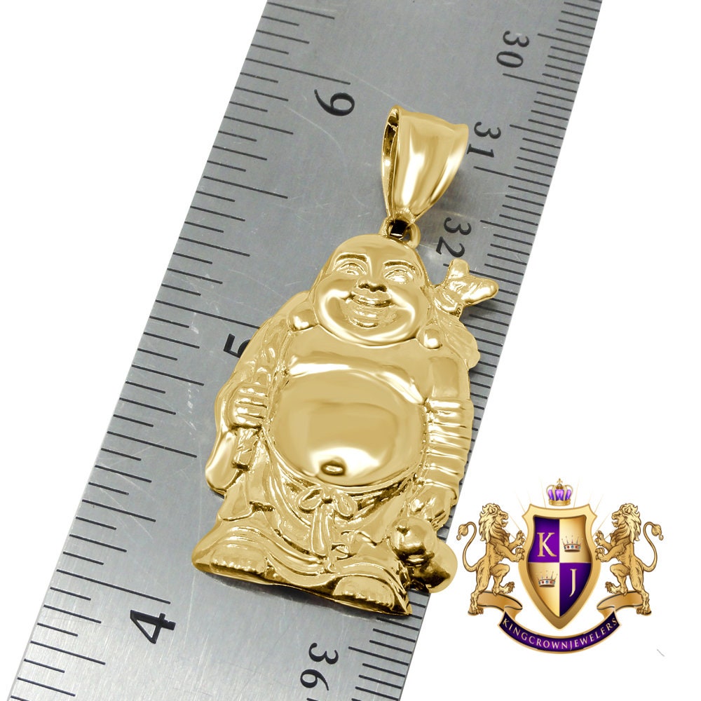 Men's Real 10K Solid Yellow Gold Gautama Buddha Religious Pendent Charm 1.75''