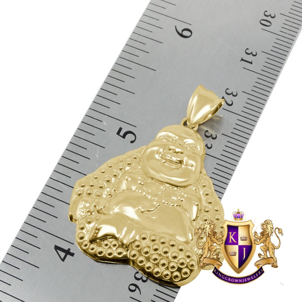 10K Solid Authentic Yellow Gold Gautama Buddha Religious Pendent Charm 1.50''