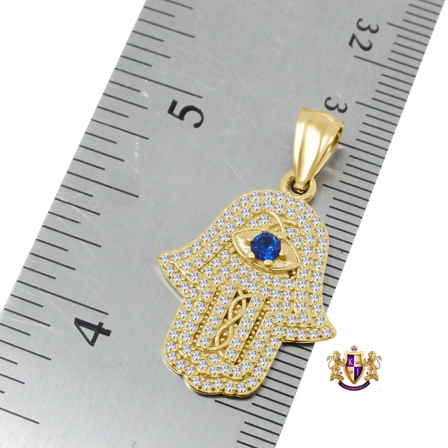 Men's 100% Authentic 10K Real Yellow Gold Hamsa Hand Mini Religious Pendent Charm