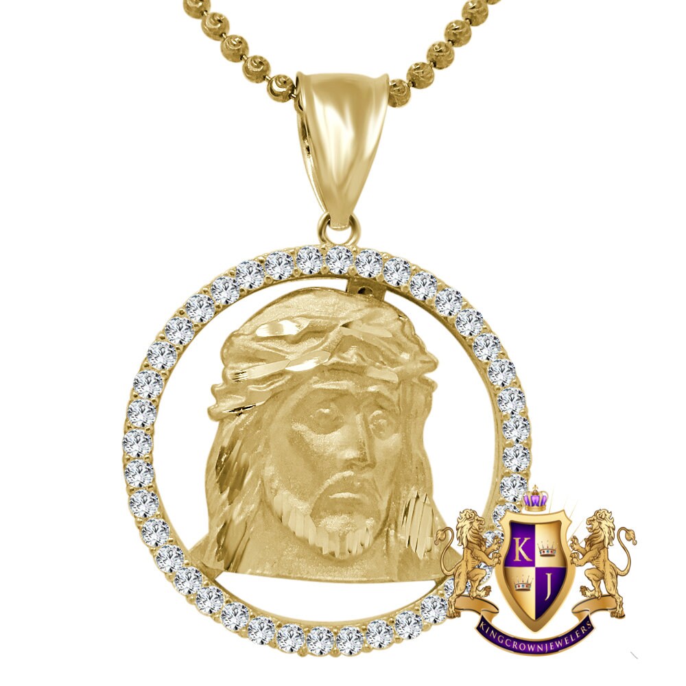 10K Real Authentic Yellow Gold Holy Jesus Face Piece Religious Pendent Charm 1.50''