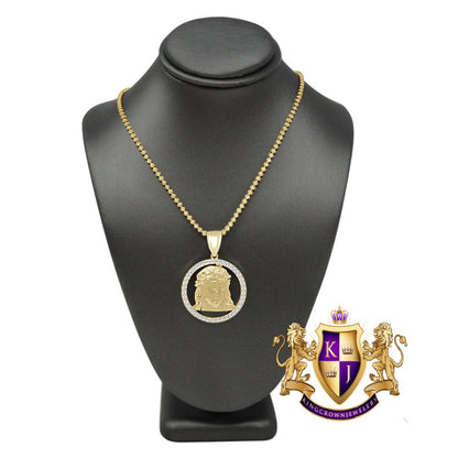 10K Real Authentic Yellow Gold Holy Jesus Face Piece Religious Pendent Charm 1.50''