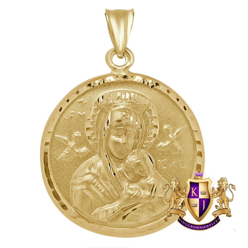 Unisex 100% Real 10K Authentic Yellow Gold Lady Guadalupe Virgin Mary Pendant Charm 2"