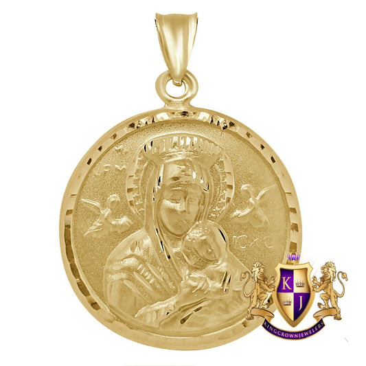 Unisex 100% Real 10K Authentic Yellow Gold Lady Guadalupe Virgin Mary Pendant Charm 2"