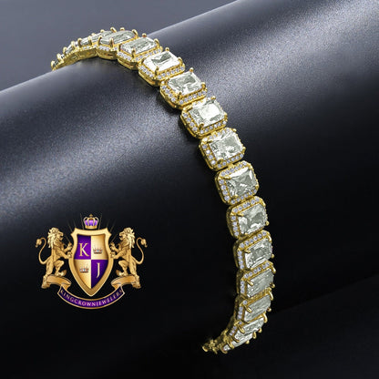 25+ Grams 14k Yellow Gold Finish Crystal Clear Zirconia 6.00 Cwt. Simulated Diamond Solitaire Tennis Link Bracelet Unisex 10mm /8.5''