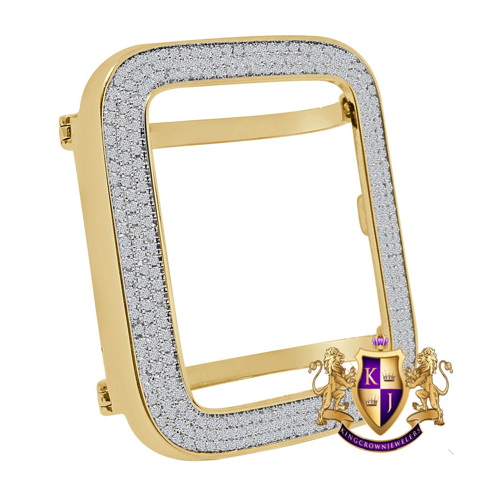 Micro Pave High Quality 3.00 Cwt. 44 mm 14K Gold Finish Apple Watch Custom Bezel Fit Series # 4,5 And 6  Insert Cover Case (Screw Tight)