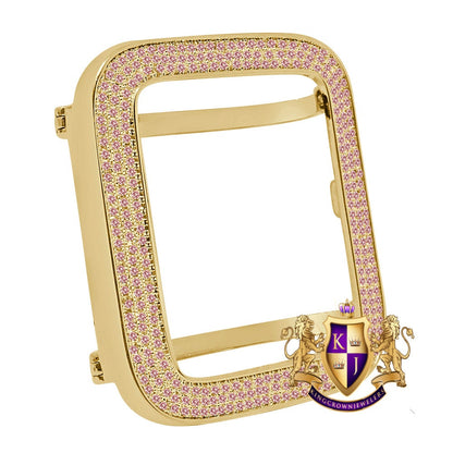 Micro Pave High Quality 3.00 Cwt. 44 mm 14K Gold Finish Apple Watch Custom Bezel Fit Series # 4,5 And 6  Insert Cover Case (Screw Tight)