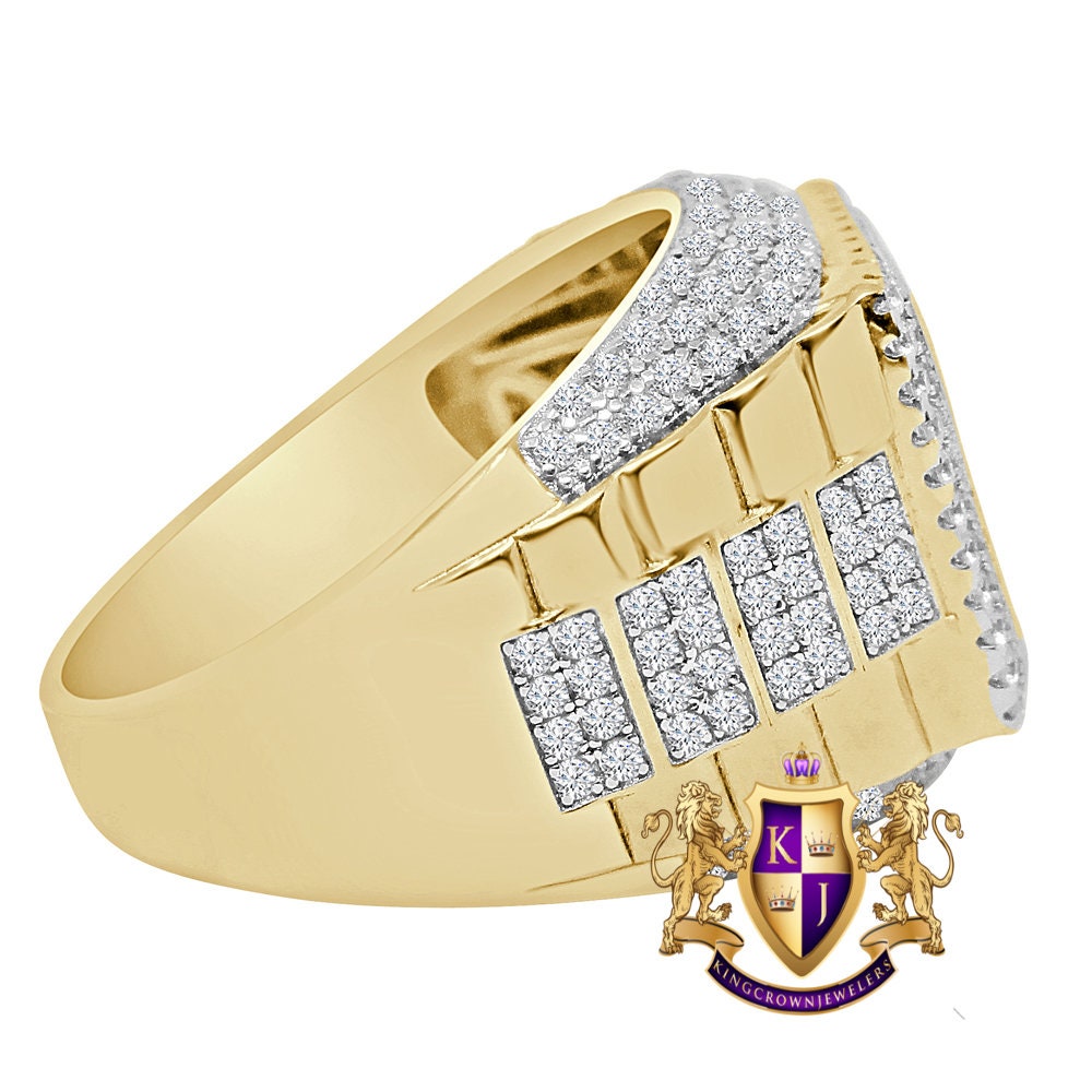 Men's Real Genuine Sterling Silver Simulated Diamond Wedding Engagement Presidential 2 Tone Ring Band