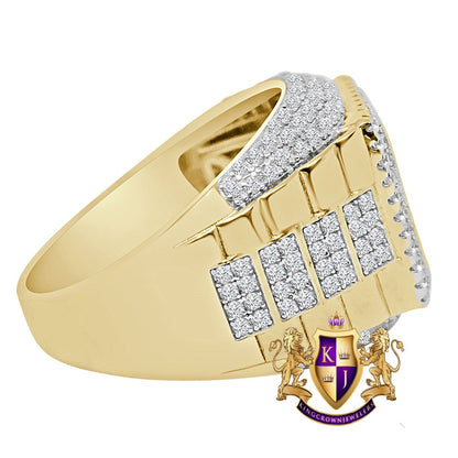 Men's Real Genuine Sterling Silver Simulated Diamond Wedding Engagement Presidential 2 Tone Ring Band