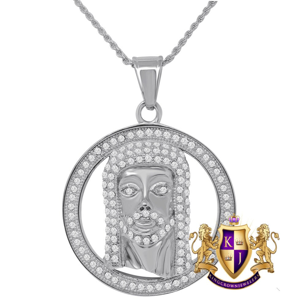 Solid Stainless Steel 18K Gold Finish Jesus Face Piece Pendent Religious Charm Medallion Chain Set
